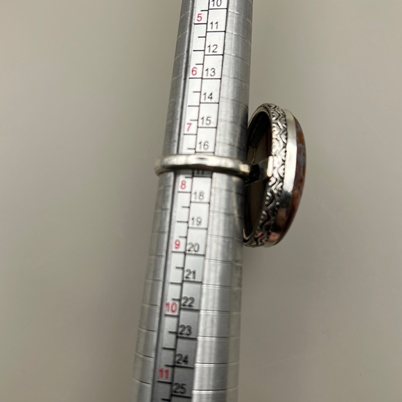 New Laguna Agate Stone Silver Overlay Ring Size 7.5 - Picture 5 of 5